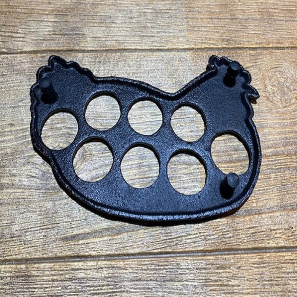 Black Cast Iron Chicken Egg Holder 0731B - Picture 9 of 14